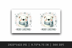 Watercolor cute polar bear in scarf Merry Christmas quote New Year winter print tumbler skinny mug wrap clipart t-shirt sublimation printable design