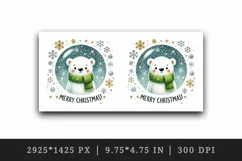 Watercolor cute polar bear Merry Christmas quote New Year winter print 20 oz tumbler skinny mug wrap clipart t-shirt sublimation printable design png