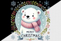 Watercolor cute polar bear snow quote Merry Christmas New Year winter print 20 oz tumbler skinny mug wrap clipart t-shirt sublimation printable design
