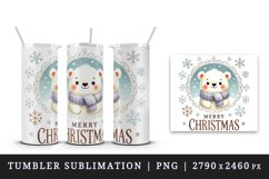 Watercolor cute polar bear snow quote Merry Christmas New Year winter print 20 oz tumbler skinny mug wrap clipart t-shirt sublimation printable design