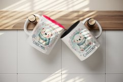 Watercolor cute polar bear snow quote Merry Christmas New Year winter print 20 oz tumbler skinny mug wrap clipart t-shirt sublimation printable design