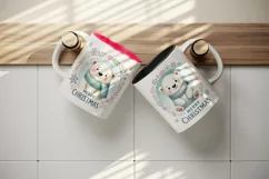 Watercolor cute polar bear snow quote Merry Christmas New Year winter print 20 oz tumbler skinny mug wrap clipart t-shirt sublimation printable design