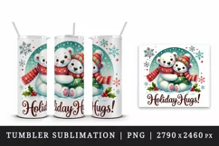 Watercolor cute polar bears hugging quote Merry Christmas New Year winter print tumbler skinny mug wrap clipart t-shirt sublimation printable design