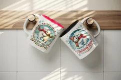 Watercolor cute polar bears hugging quote Merry Christmas New Year winter print tumbler skinny mug wrap clipart t-shirt sublimation printable design