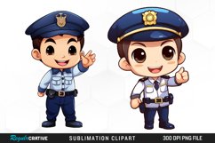 Watercolor Cute Police PNG Clipart Product Image 1