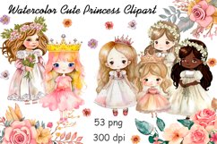 Watercolor Cute Princess Clipart png Product Image 1