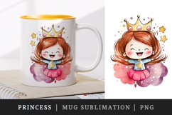 Watercolor princess mug, cup wrap sublimation design png Product Image 1