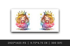 Watercolor princess mug, cup wrap sublimation design png Product Image 2