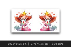 Watercolor princess mug, cup wrap sublimation design png Product Image 2