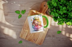 Watercolor princess mug, cup wrap sublimation design png Product Image 3