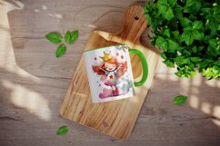 Watercolor princess mug, cup wrap sublimation design png Product Image 3