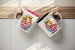 Watercolor princess mug, cup wrap sublimation design png Product Image 5