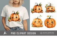 Watercolor Cute Pumpkin Clipart Product Image 1
