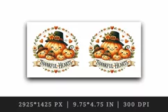 Watercolor cute pumpkin family Thankful Hearts quote Thanksgiving print 20 oz tumbler skinny mug wrap clipart t-shirt sublimation printable design