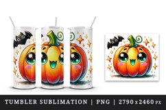 Watercolor cute pumpkin glowing neon green smile bat sparkles Halloween print tumbler skinny mug wrap clipart t-shirt sublimation printable design