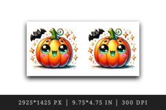 Watercolor cute pumpkin glowing neon green smile bat sparkles Halloween print tumbler skinny mug wrap clipart t-shirt sublimation printable design