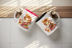 Watercolor cute queen playing with friendly cat smile vibrant dress print 20 oz tumbler skinny mug wrap clipart t-shirt sublimation printable design