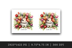 Watercolor cute rabbit bouquet flowers With Love quote Valentine Day print 20 oz tumbler skinny mug wrap clipart t-shirt sublimation printable design