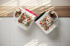 Watercolor cute rabbit bouquet flowers With Love quote Valentine Day print 20 oz tumbler skinny mug wrap clipart t-shirt sublimation printable design