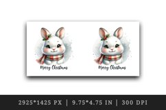 Watercolor cute rabbit cozy scarf Merry Christmas quote print 20 oz tumbler skinny mug wrap clipart t-shirt sublimation printable design