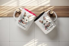 Watercolor cute rabbit cozy scarf Merry Christmas quote print 20 oz tumbler skinny mug wrap clipart t-shirt sublimation printable design