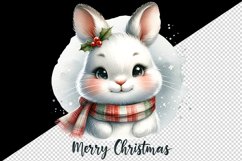 Watercolor cute rabbit cozy scarf Merry Christmas quote print 20 oz tumbler skinny mug wrap clipart t-shirt sublimation printable design