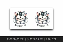 Watercolor cute rabbits hugging Always Love You hearts Valentine Day print 20 oz tumbler skinny mug wrap clipart t-shirt sublimation printable design