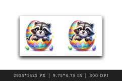 Watercolor cute raccoon calf peeking out from giant Easter eggs animal print 20oz tumbler skinny mug wrap clipart t-shirt sublimation printable design