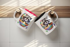 Watercolor cute raccoon calf peeking out from giant Easter eggs animal print 20oz tumbler skinny mug wrap clipart t-shirt sublimation printable design