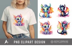 Watercolor Cute Rainbow Dragon Clipart Product Image 1
