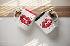 Watercolor cute red woman lips love 20 oz tumbler skinny mug wrap clipart t-shirt sublimation printable design