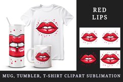 Watercolor cute red woman lips love 20 oz tumbler skinny mug wrap clipart t-shirt sublimation printable design