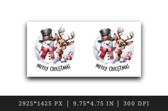 Watercolor cute reindeer and snowman Merry Christmas quote print 20 oz tumbler skinny mug wrap clipart t-shirt sublimation printable design