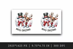 Watercolor cute reindeer and snowman Merry Christmas quote print 20 oz tumbler skinny mug wrap clipart t-shirt sublimation printable design