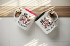 Watercolor cute reindeer and snowman Merry Christmas quote print 20 oz tumbler skinny mug wrap clipart t-shirt sublimation printable design