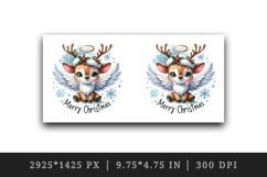 Watercolor cute reindeer angel smile snowflakes Merry Christmas quote print 20 oz tumbler skinny mug wrap clipart t-shirt sublimation printable design