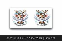Watercolor cute reindeer angel smile snowflakes Merry Christmas quote print 20 oz tumbler skinny mug wrap clipart t-shirt sublimation printable design