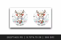 Watercolor cute reindeer angel smile snowflakes Merry Christmas quote print 20 oz tumbler skinny mug wrap clipart t-shirt sublimation printable design
