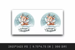 Watercolor cute reindeer angel smile snowflakes Merry Christmas quote print 20 oz tumbler skinny mug wrap clipart t-shirt sublimation printable design