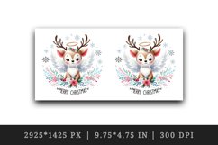 Watercolor cute reindeer angel wings Merry Christmas quote New Year winter print tumbler skinny mug wrap clipart t-shirt sublimation printable design