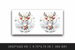 Watercolor cute reindeer angel wings Merry Christmas quote New Year winter print tumbler skinny mug wrap clipart t-shirt sublimation printable design
