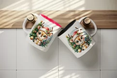 Watercolor cute reindeer big sparkling eyes Christmas tree gift box print 20 oz tumbler skinny mug wrap clipart t-shirt sublimation printable design