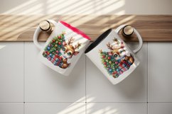 Watercolor cute reindeer big sparkling eyes Christmas tree gift box print 20 oz tumbler skinny mug wrap clipart t-shirt sublimation printable design