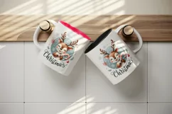 Watercolor cute reindeer candy cane snowflakes Christmas quote print 20 oz tumbler skinny mug wrap clipart t-shirt sublimation printable design