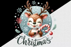 Watercolor cute reindeer candy cane snowflakes Christmas quote print 20 oz tumbler skinny mug wrap clipart t-shirt sublimation printable design