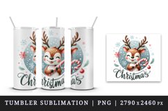 Watercolor cute reindeer candy cane snowflakes Christmas quote print 20 oz tumbler skinny mug wrap clipart t-shirt sublimation printable design