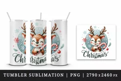 Watercolor cute reindeer candy cane snowflakes Christmas quote print 20 oz tumbler skinny mug wrap clipart t-shirt sublimation printable design