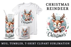 Watercolor cute reindeer candy cane snowflakes Christmas quote print 20 oz tumbler skinny mug wrap clipart t-shirt sublimation printable design