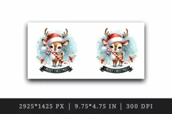 Watercolor cute reindeer candy cane snowflakes Merry Christmas quote print 20 oz tumbler skinny mug wrap clipart t-shirt sublimation printable design