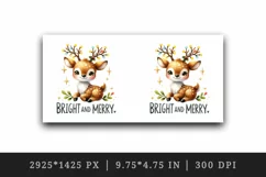 Watercolor cute reindeer Christmas lights Bright and Merry quote print 20 oz tumbler skinny mug wrap clipart t-shirt sublimation printable design